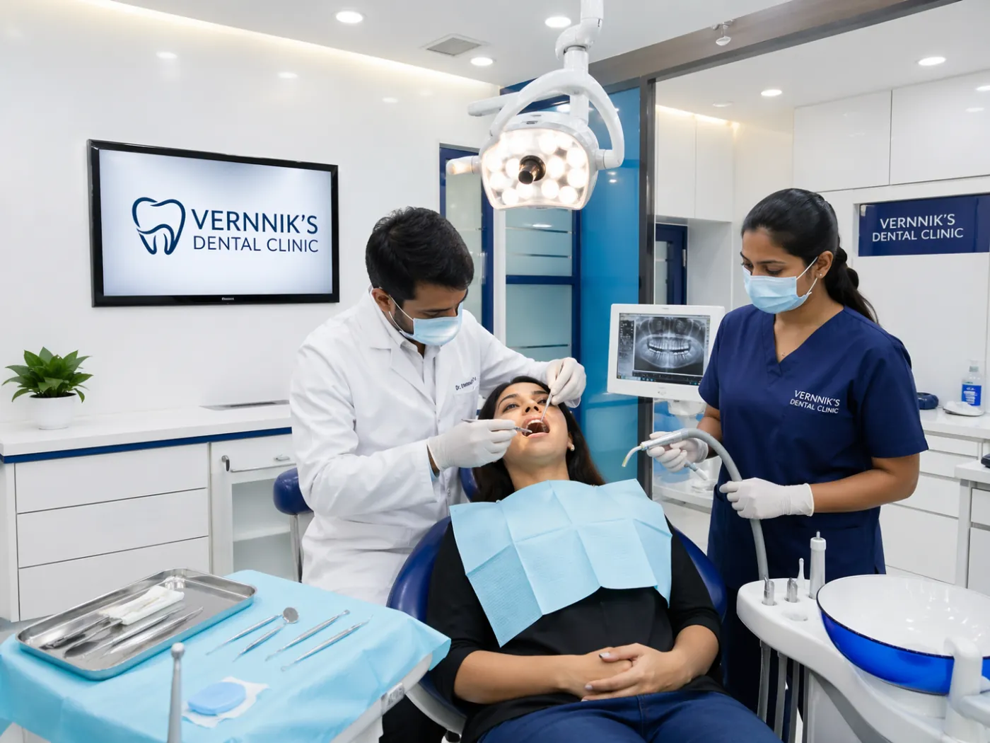 Dentist treating patient at Vennik's Dental Clinic